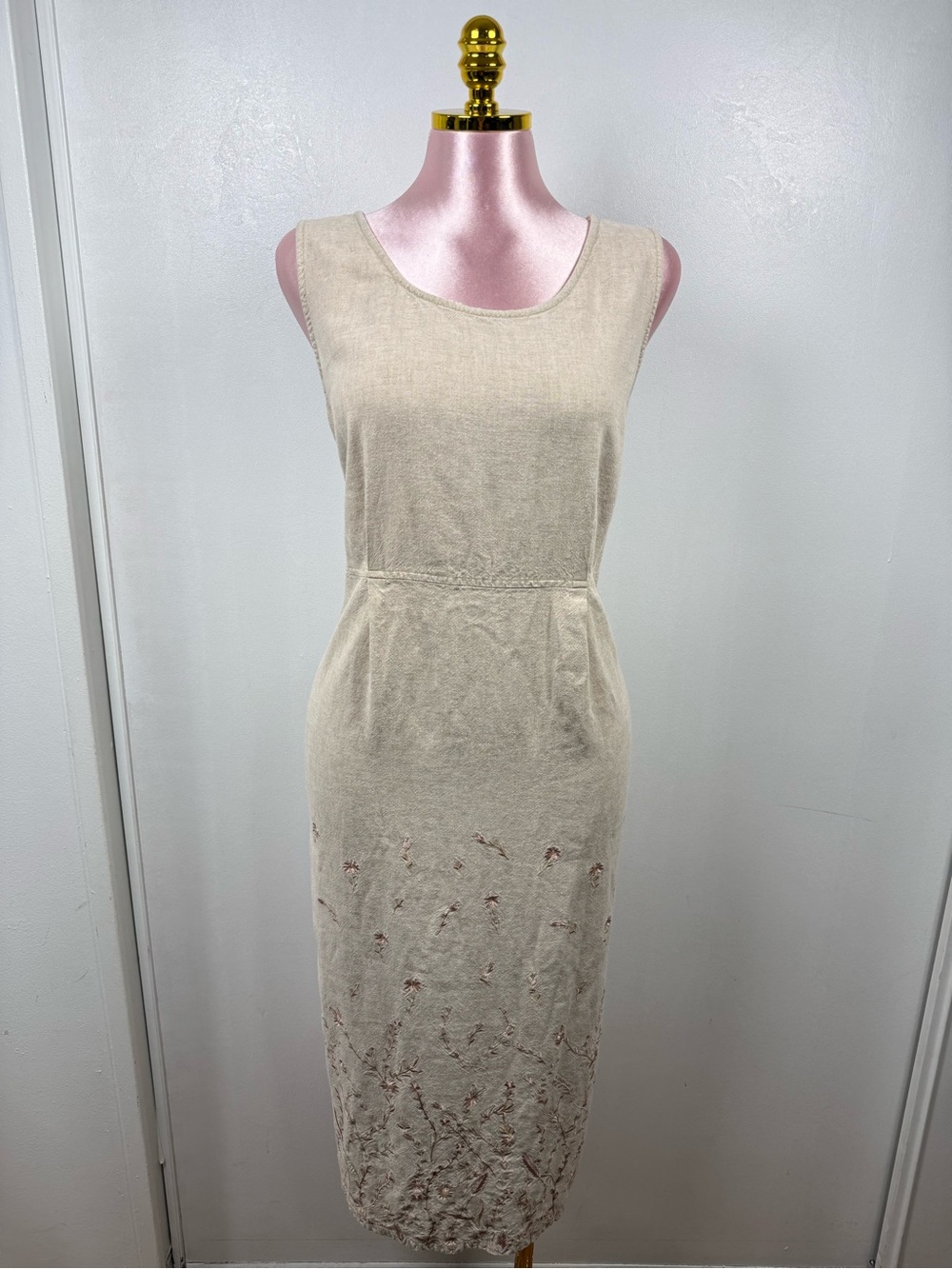 BICÉ by Sag Harbor Linen Blend Embroidered Midi Dress 1X - Picture 2 of 12